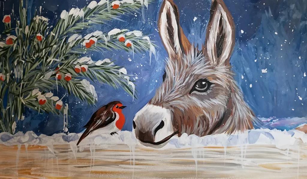 art workshop - christmas robin and donkey