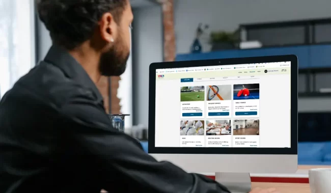 computer with booking page open