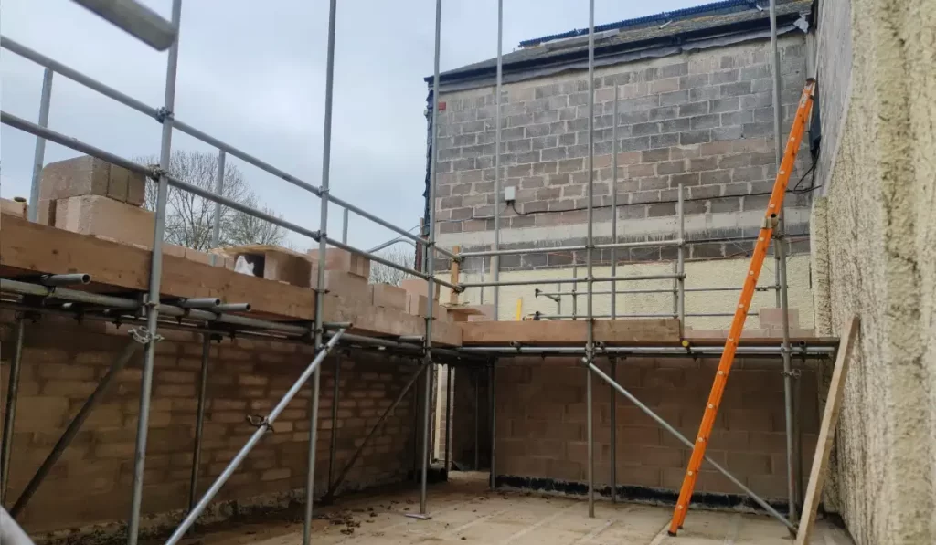 climbing wall being built