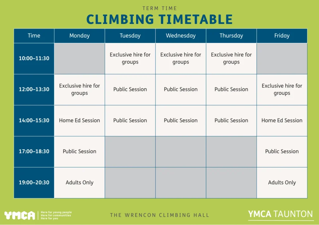 climbing timetable
