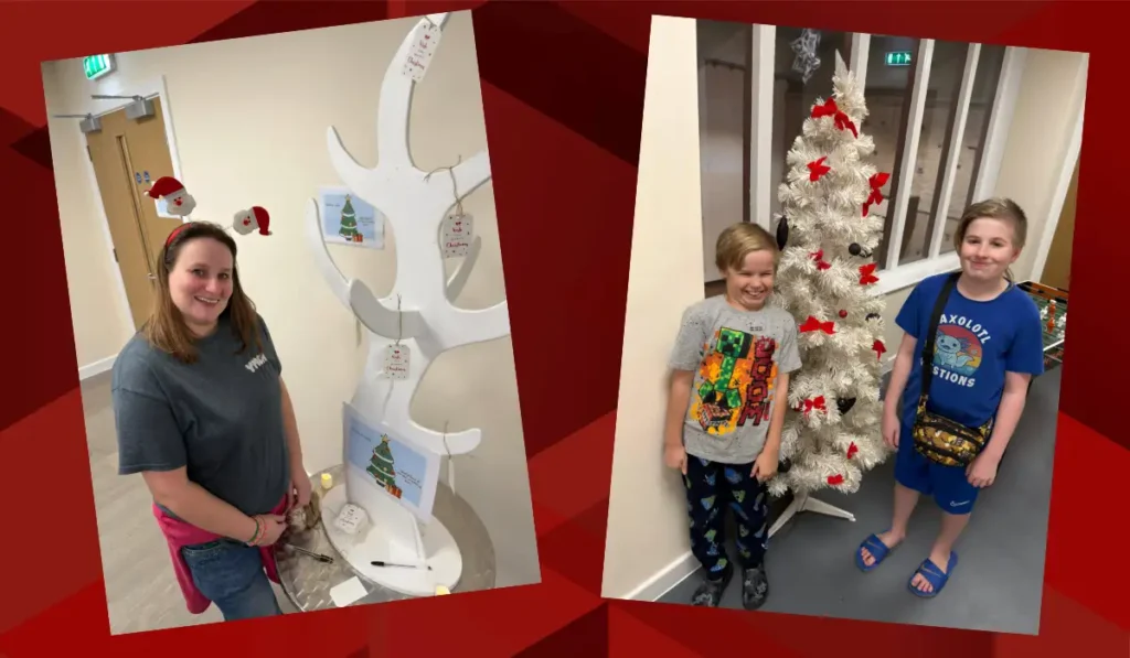 wishing tree and kids by tree